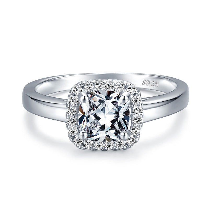 S925 Sterling Silver Hand Inlaid Zircon Ring