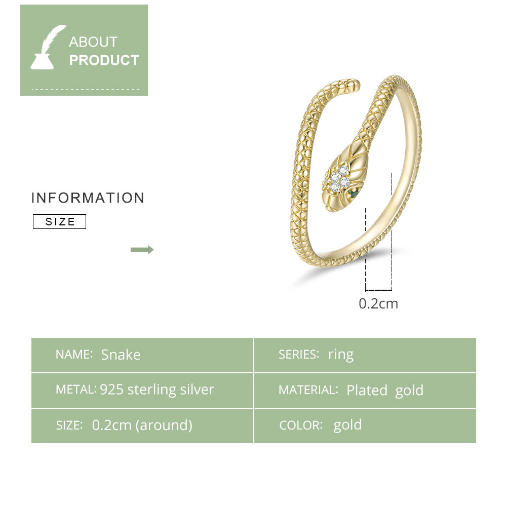 Sterling Silver Ring Cute Snake S925 Temperament Fashion Animal Ring
