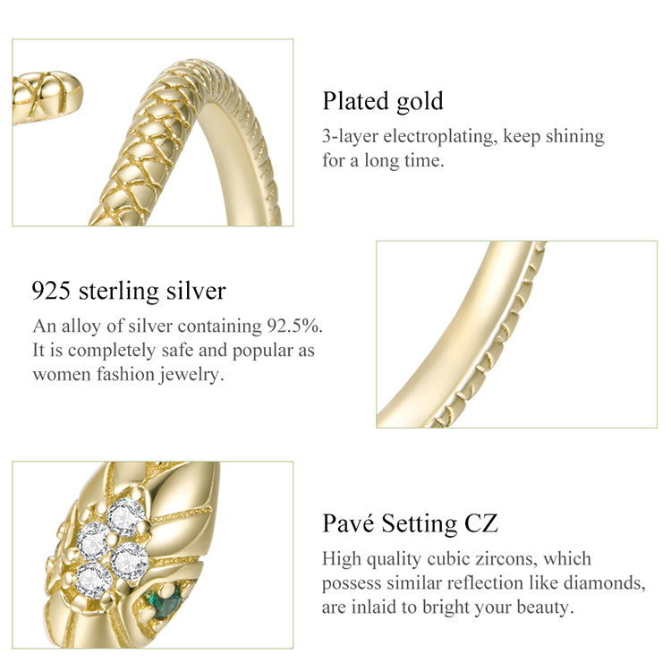 Sterling Silver Ring Cute Snake S925 Temperament Fashion Animal Ring