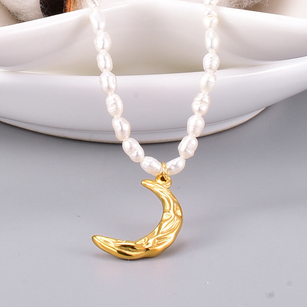 Baroque Freshwater Pearl Moon Crescent Necklace