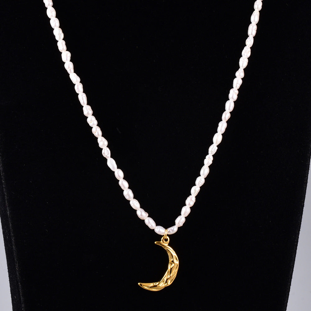 Baroque Freshwater Pearl Moon Crescent Necklace