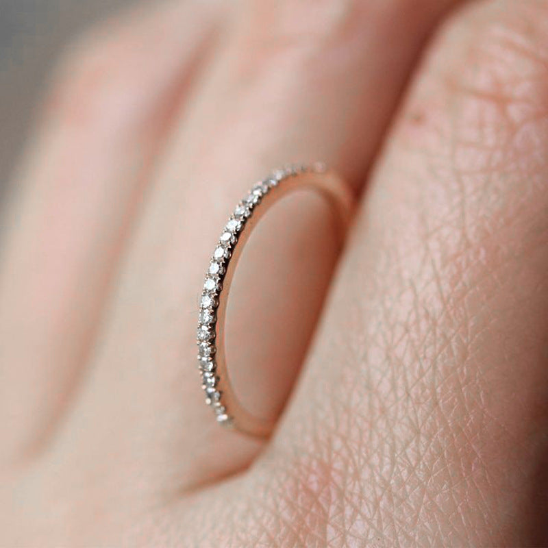 Zircon Ring Simple Ladies Thin Diamond Ring