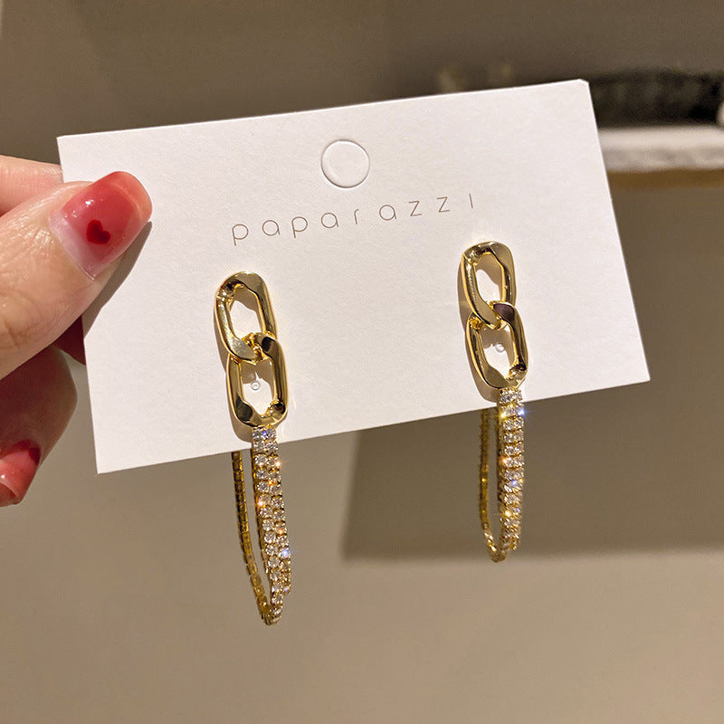 Geometric Chain Diamond Earrings
