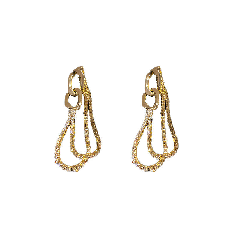 Geometric Chain Diamond Earrings