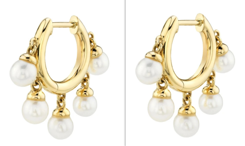Multilayered Ring Earrings With Pearl Microzircon Earrings