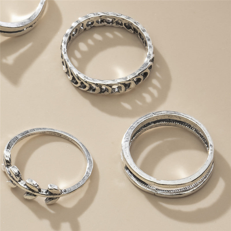 Personalized Retro Ring Set 7 Piece Finger Ring