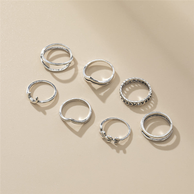 Personalized Retro Ring Set 7 Piece Finger Ring