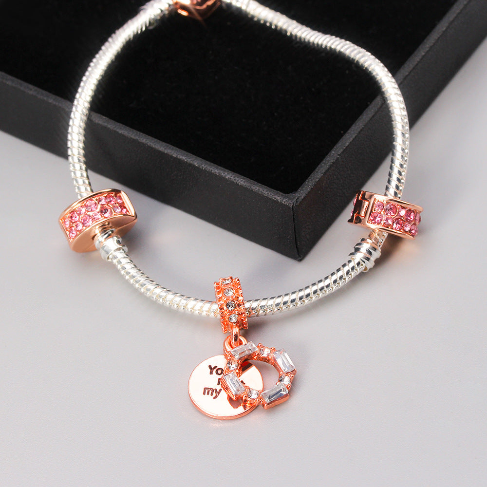 Heart-shaped Beaded Bracelet Bangle Alloy