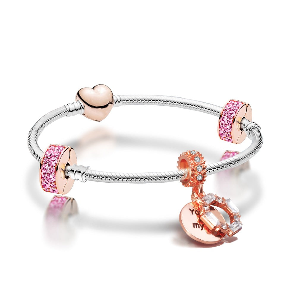 Heart-shaped Beaded Bracelet Bangle Alloy