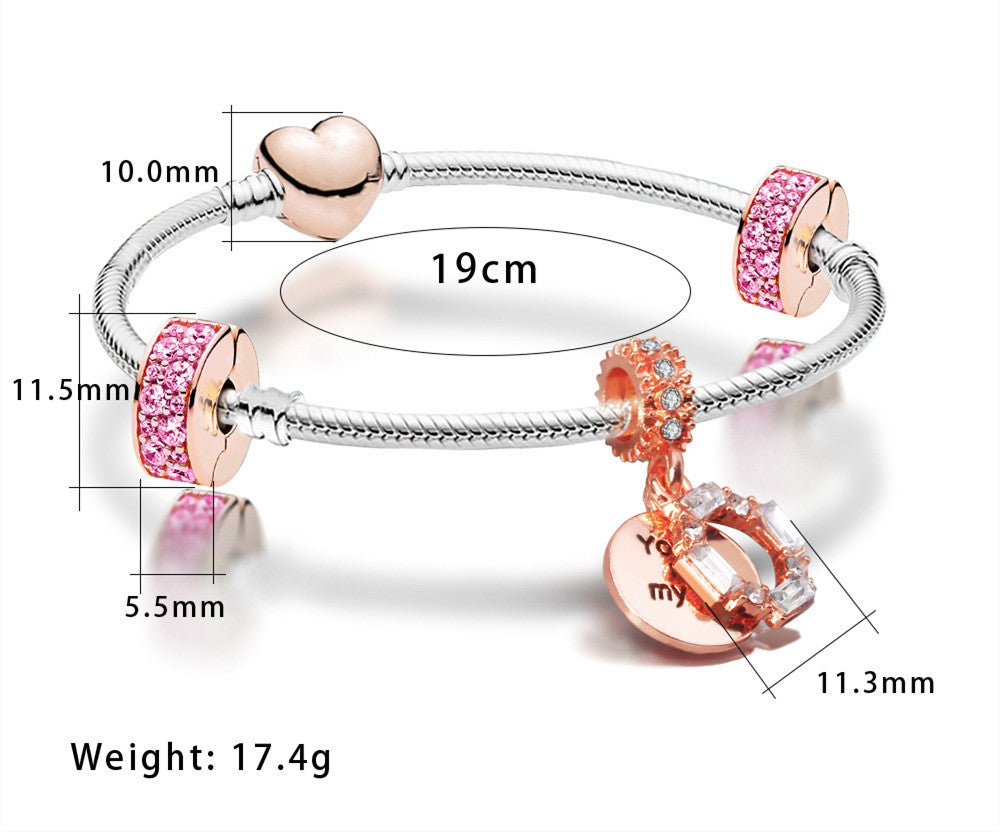 Heart-shaped Beaded Bracelet Bangle Alloy