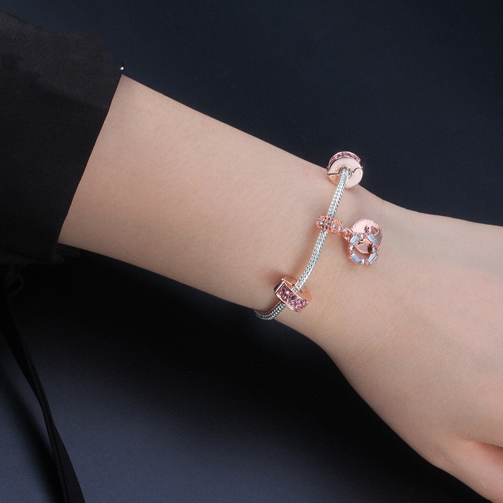 Heart-shaped Beaded Bracelet Bangle Alloy