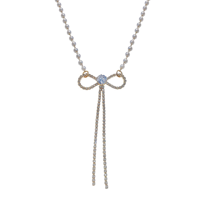 Temperament Bowknot Imitation Pearl Necklace