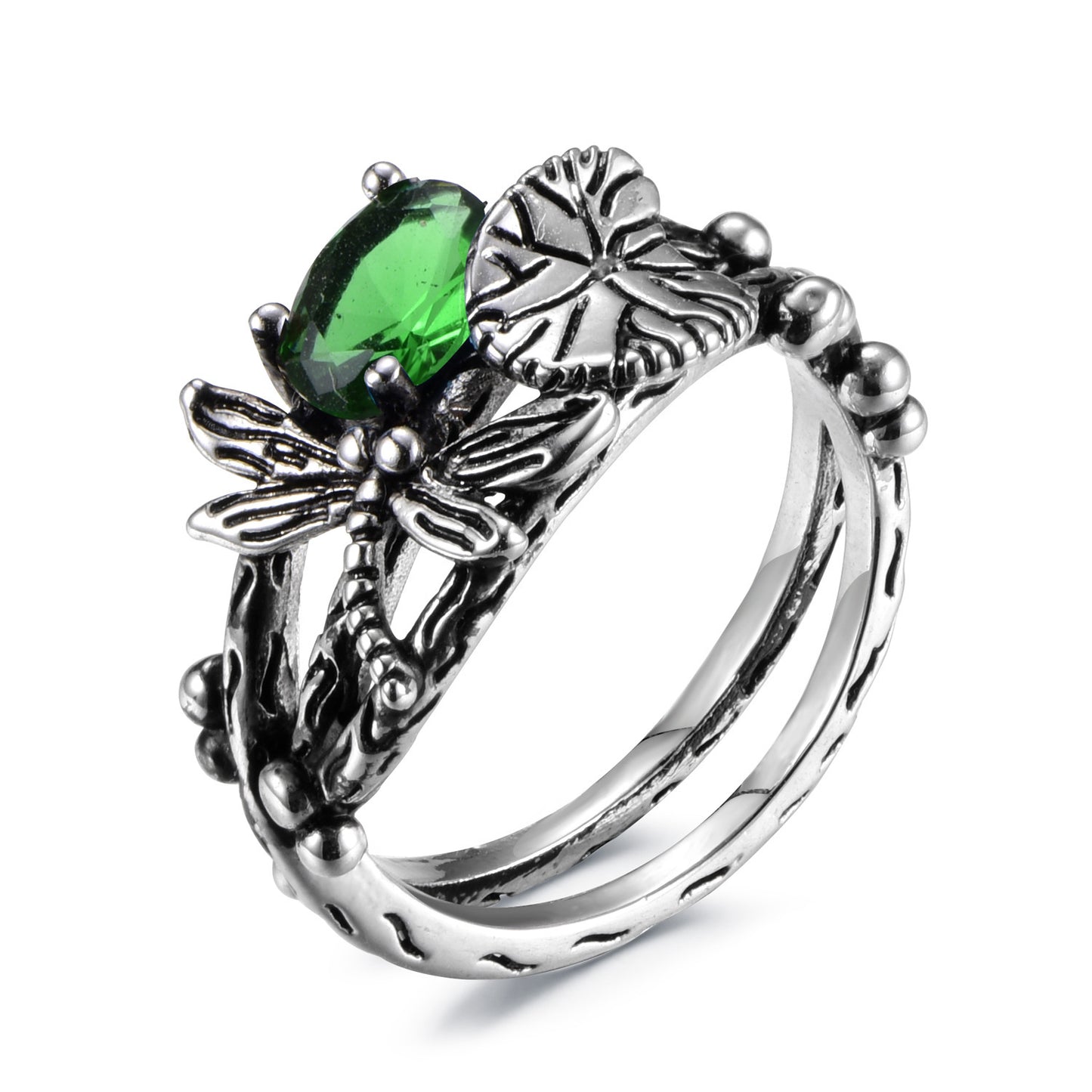 Dragonfly lotus ring