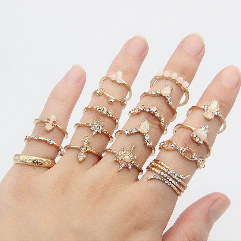 17-piece diamond drop ring set