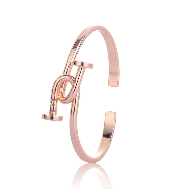 Rose Gold oval bangle bracelet