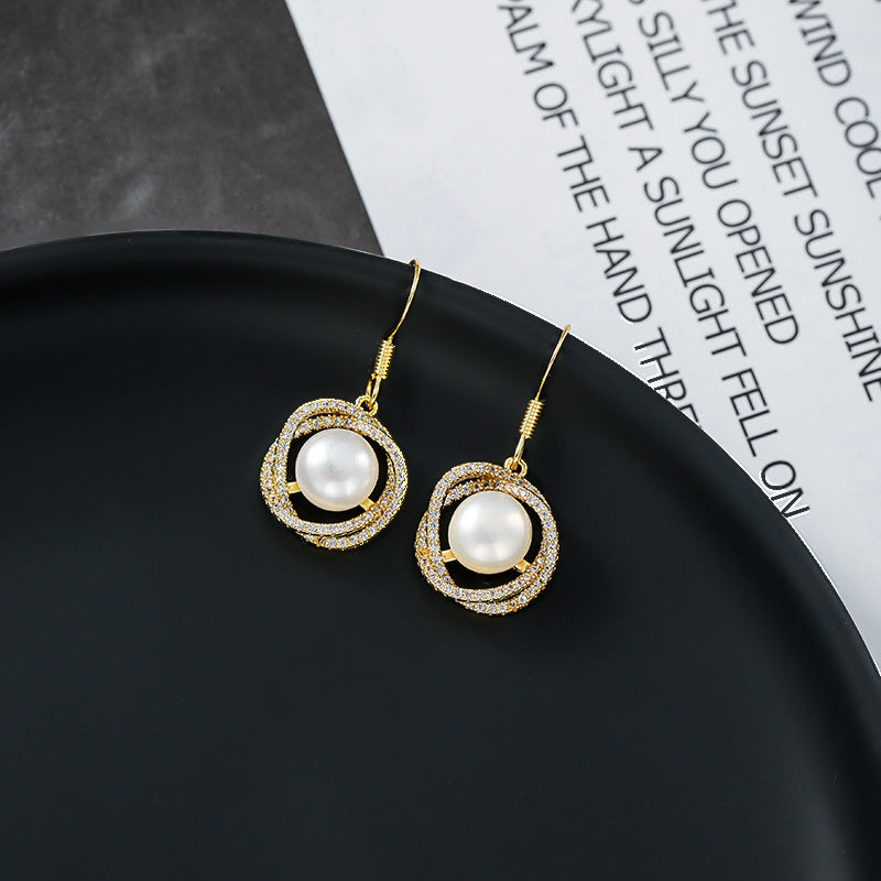 Pearl zircon earrings