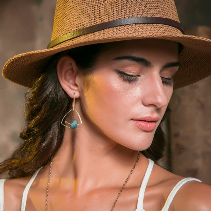 Vintage Natural Crystal Stone Earrings