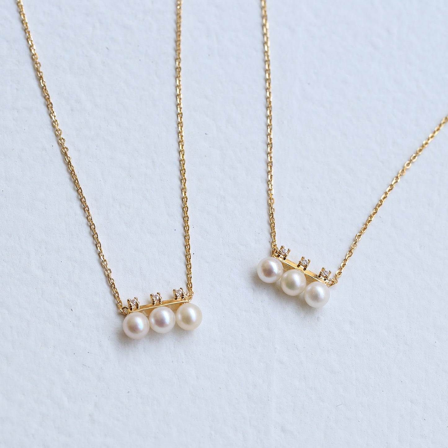 Pearl zircon small necklace