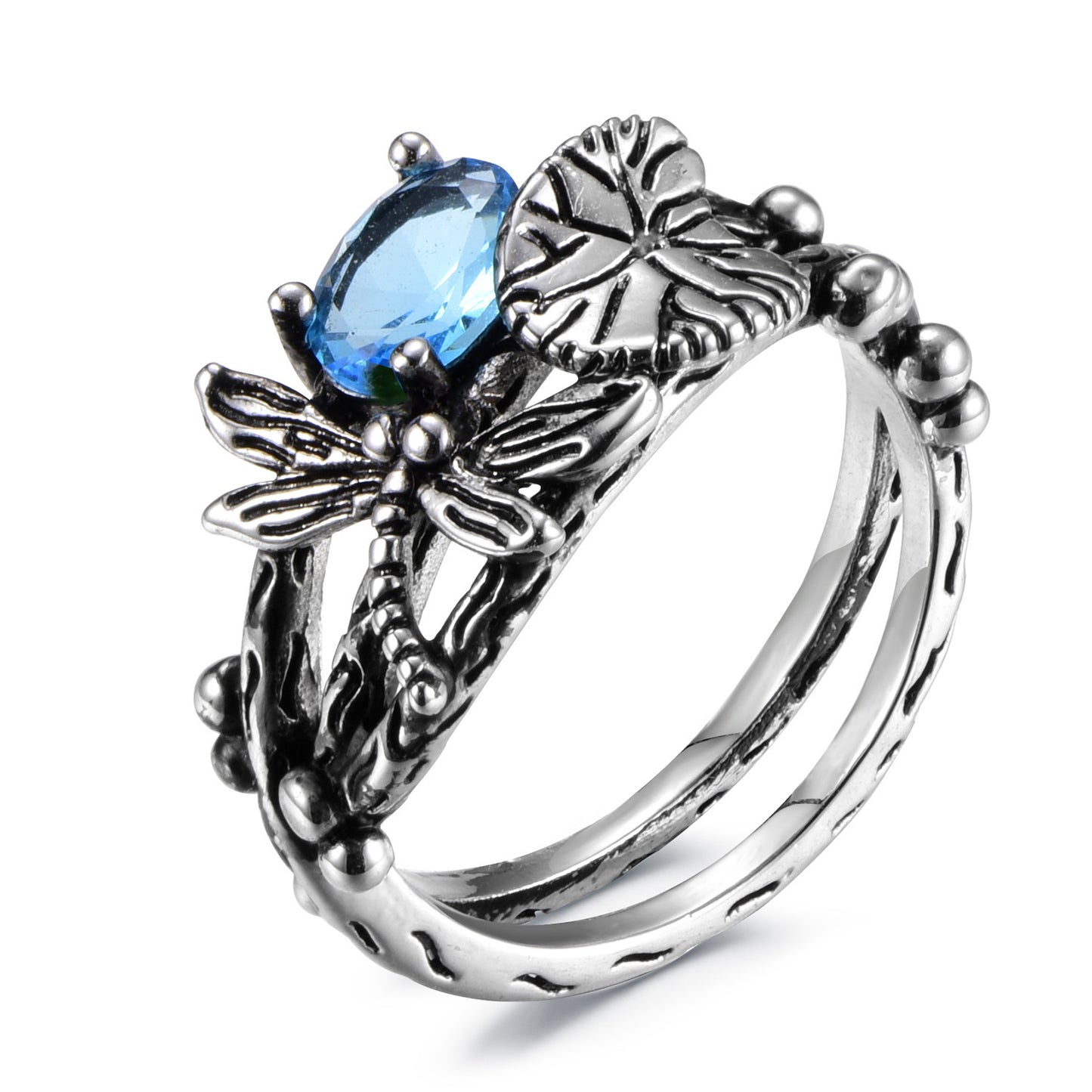 Dragonfly lotus ring