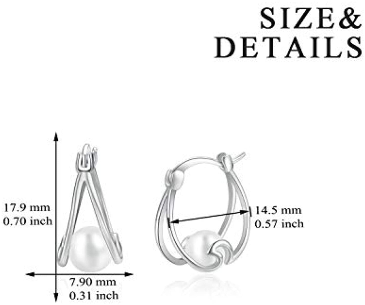 Sterling Silver Pearl Hoop Earrings Small Hoop Earrings for Women
