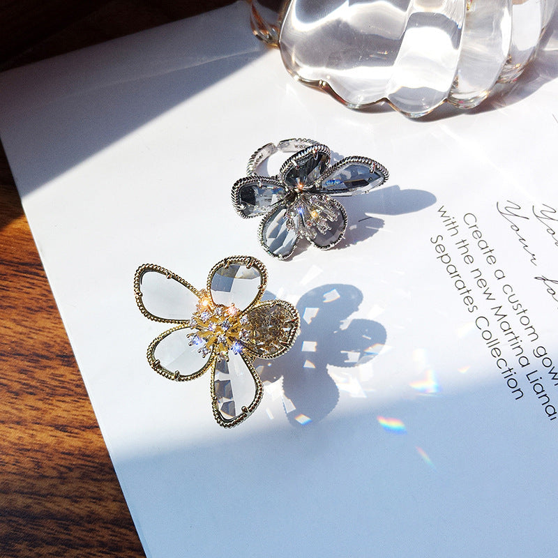 Crystal Petals Exaggerated Ring