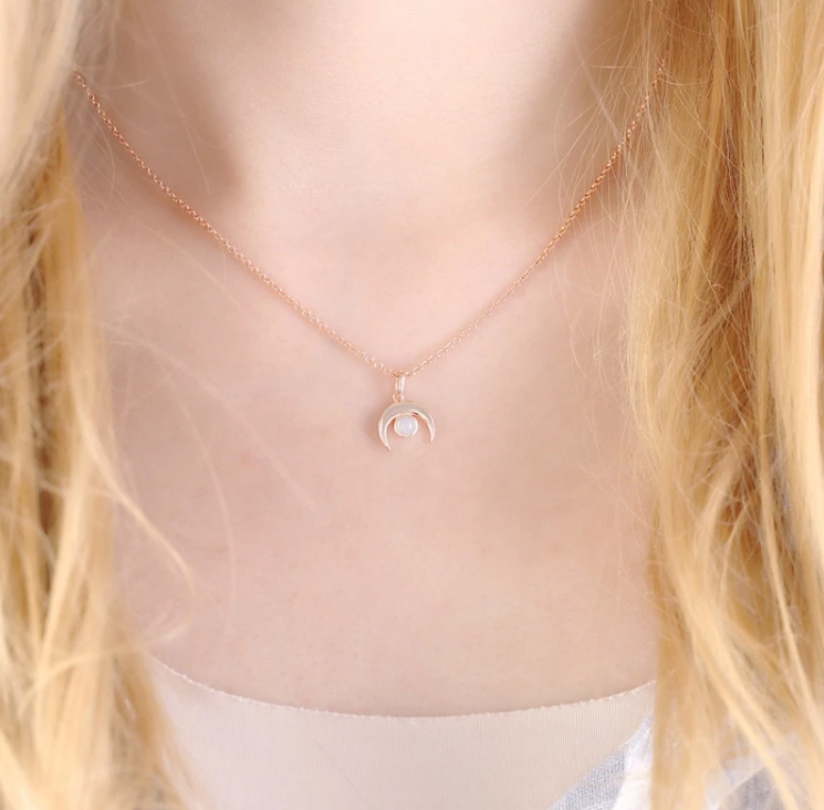 Rose gold moonstone necklace