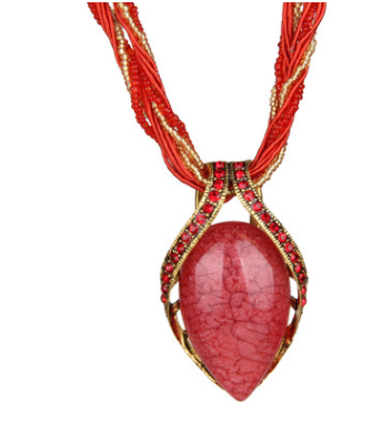Vintage Bohemian Opal Crystal Necklace