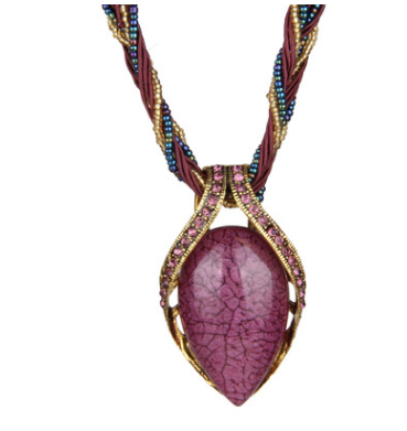 Vintage Bohemian Opal Crystal Necklace
