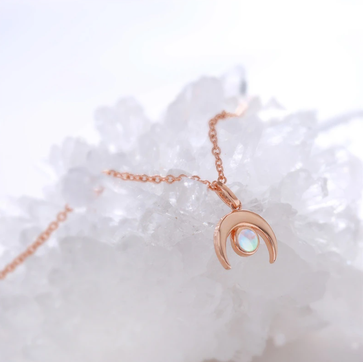 Rose gold moonstone necklace