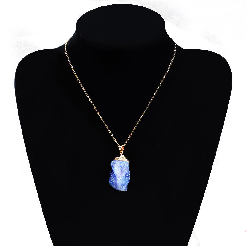 Natural crystal single ring necklace