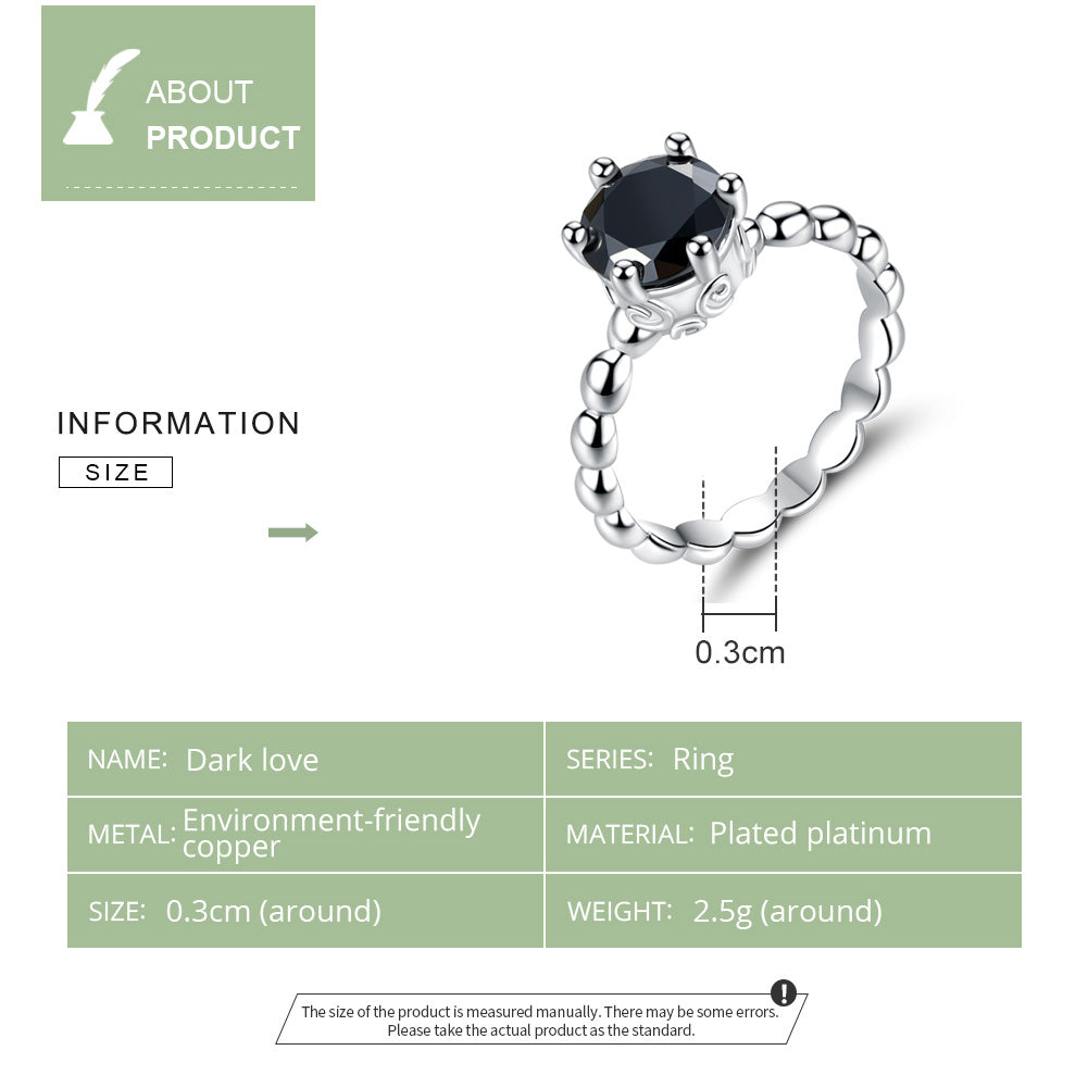 Six claw zircon crown ring