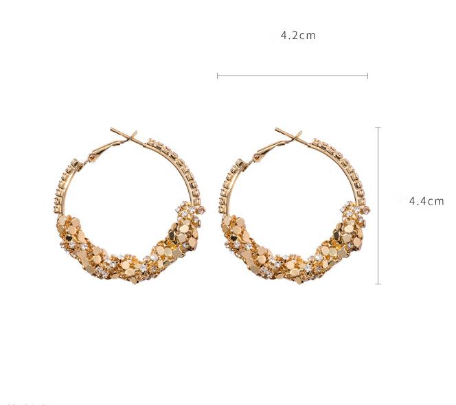Metal sequined ring big hoop earrings