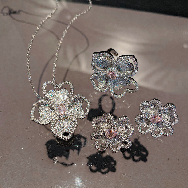 Jewelry Zircon Sparkling Diamond Ring Necklace