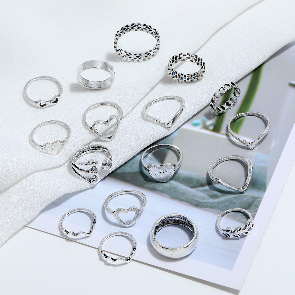 Metal Love Ring Set Bracelet Set