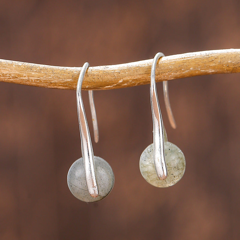 Textured Natural Stone Female Earrings