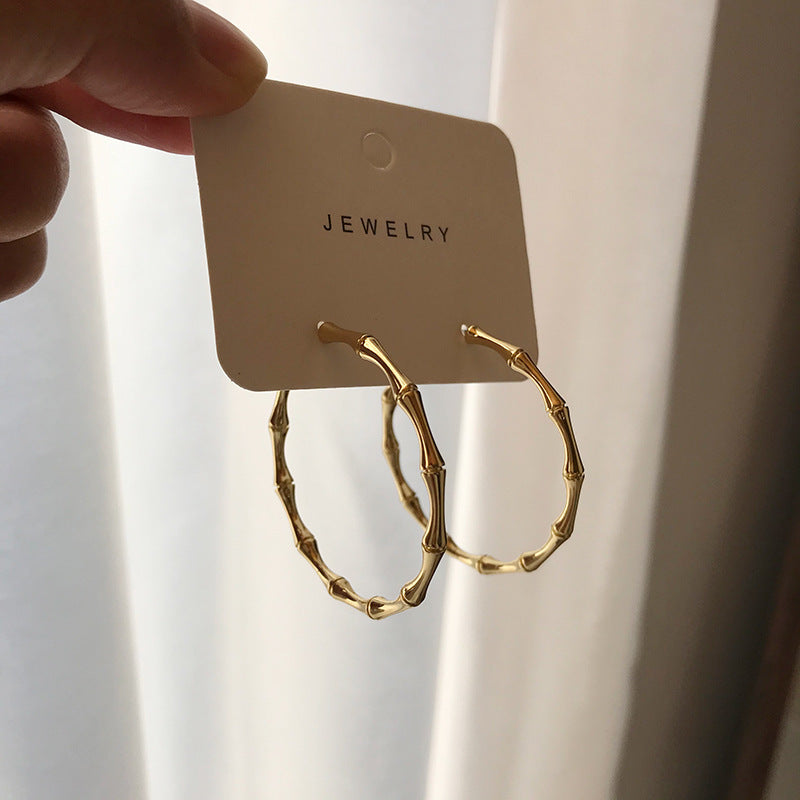 C-shaped Slub Earrings Female Metal Hoop Opening Exaggerated Cold Large Earrings