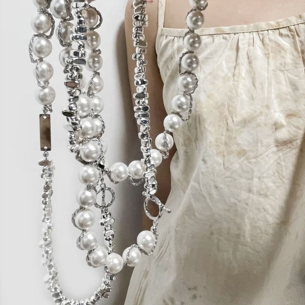 Ore Pearl Stitching Irregular Stone Necklace Bracelet
