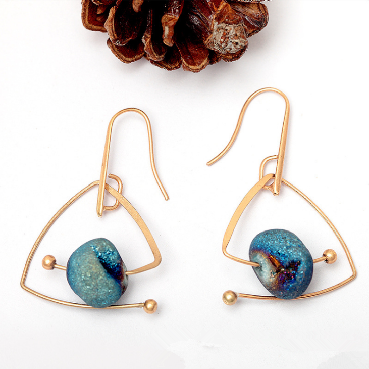 Vintage Natural Crystal Stone Earrings