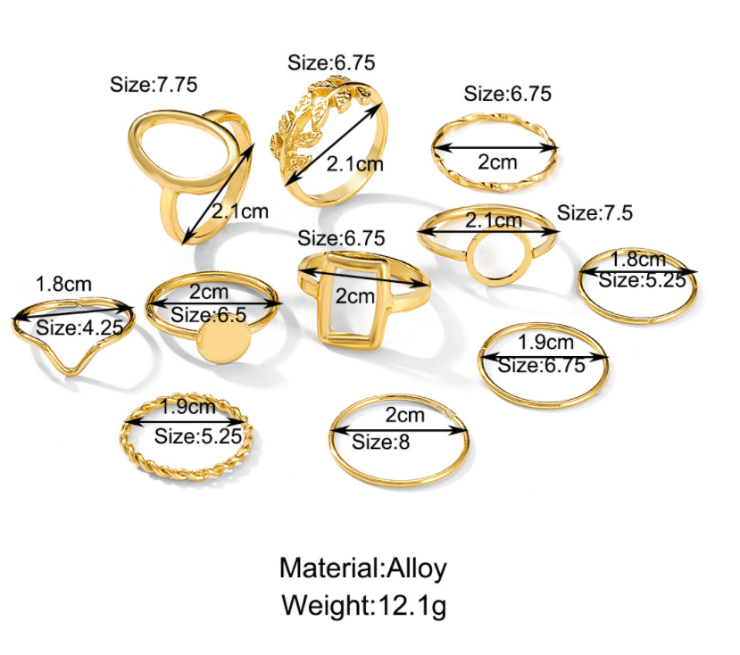 Vintage Fashion Geometric Articulated Ring Ring Set