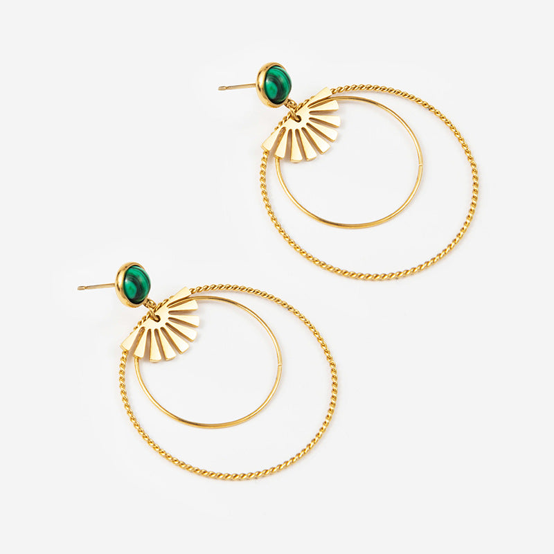 Titanium Steel Female Exaggerated Big Hoop Earrings Fan-shaped Earrings