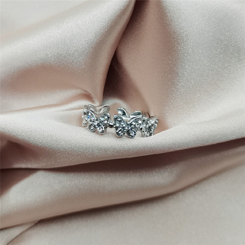 Fashion Micro Diamond Dancing Butterfly Ring