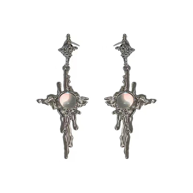 Women's Moonstone Sun Tassel Earrings