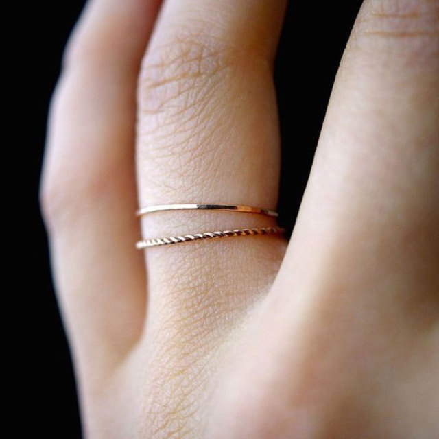 Metal Electroplated Twist Geometric 2-piece Ring Set