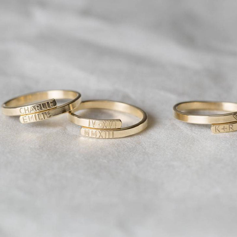 Custom Name Ring Gold Plated Couple