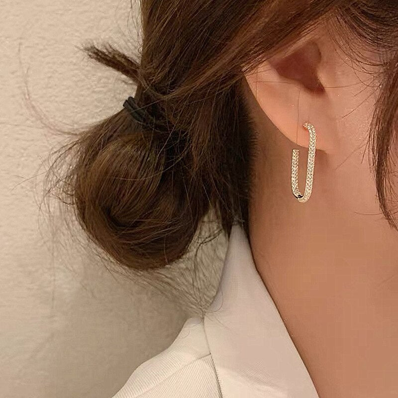 All-Match Oval Small Hoop Earrings Net Red Earrings