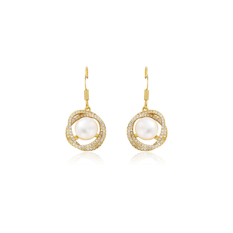 Pearl zircon earrings