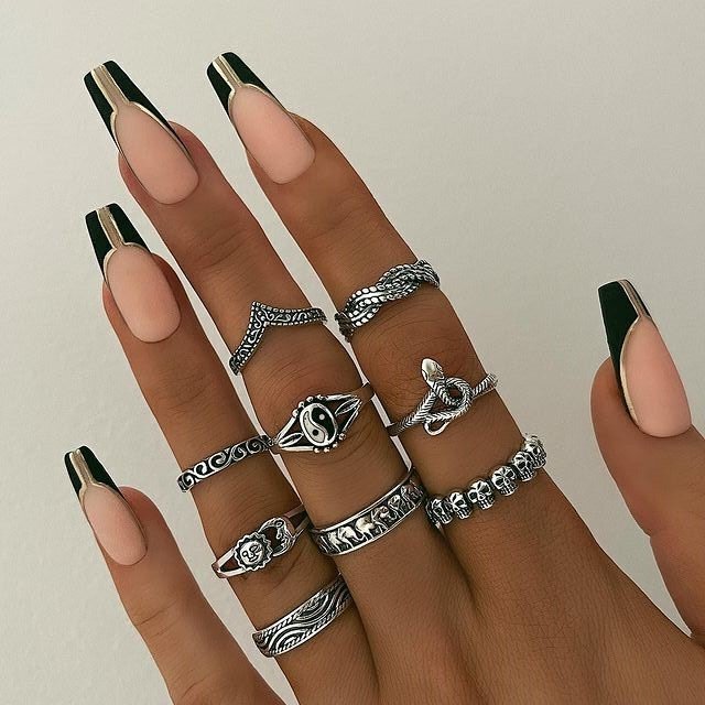 Vintage Fashion Geometric Articulated Ring Ring Set