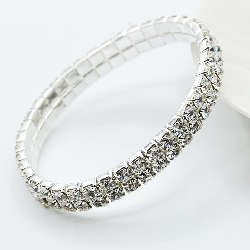 Full Diamond Single Row Elastic Bracelet Shiny Intellectual Star with Combination Bracelet