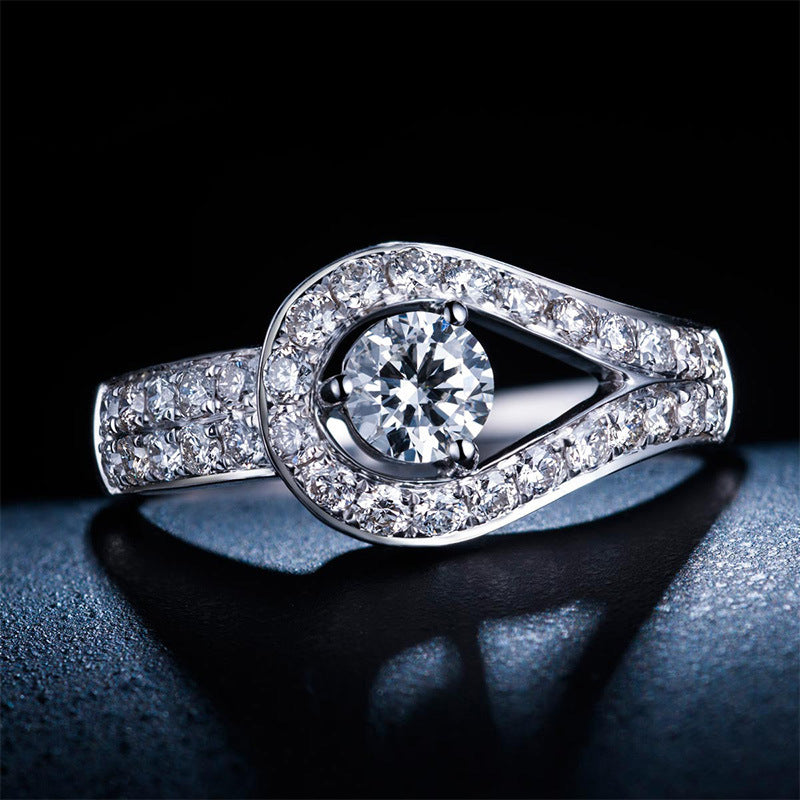 Temperament High End Atmosphere Korean Fashion Group Set Diamond Zircon Marriage Simulation Diamond Ring Opening Adjustable Ring Female