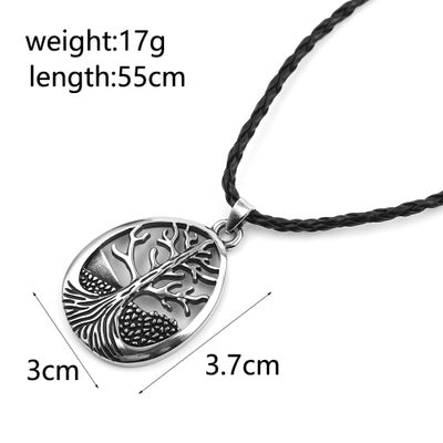 Tree Of Life Pendant Necklace Stainless Steel Crystal Round Necklace